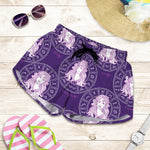 Purple Virgo Zodiac Pattern Print Women's Shorts