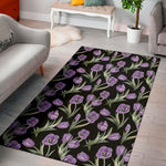 Purple Watercolor Tulip Pattern Print Area Rug
