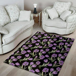 Purple Watercolor Tulip Pattern Print Area Rug