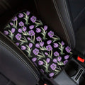 Purple Watercolor Tulip Pattern Print Car Center Console Cover