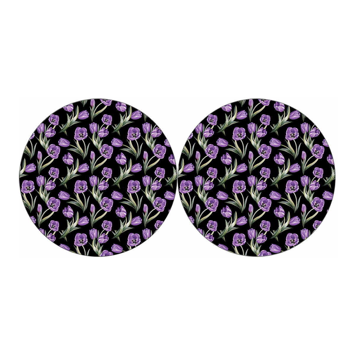 Purple Watercolor Tulip Pattern Print Car Coasters