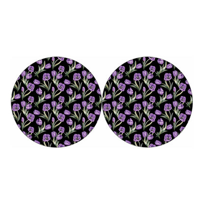 Purple Watercolor Tulip Pattern Print Car Coasters