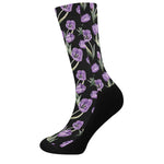 Purple Watercolor Tulip Pattern Print Crew Socks