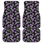 Purple Watercolor Tulip Pattern Print Front and Back Car Floor Mats