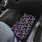 Purple Watercolor Tulip Pattern Print Front and Back Car Floor Mats