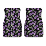Purple Watercolor Tulip Pattern Print Front Car Floor Mats