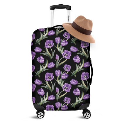 Purple Watercolor Tulip Pattern Print Luggage Cover