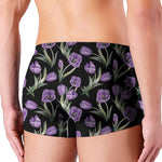 Purple Watercolor Tulip Pattern Print Men's Boxer Briefs