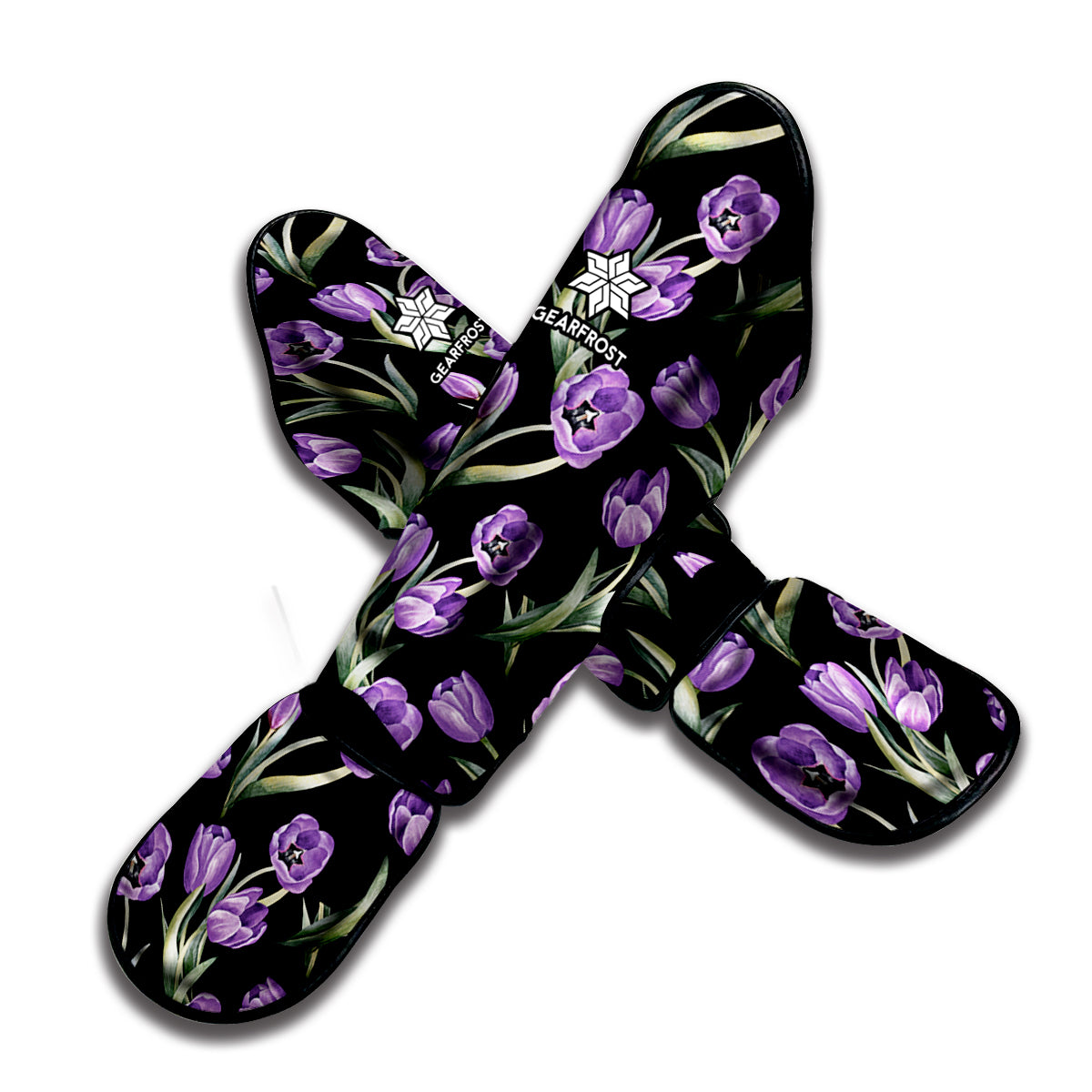 Purple Watercolor Tulip Pattern Print Muay Thai Shin Guard