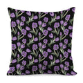 Purple Watercolor Tulip Pattern Print Pillow Cover