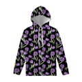 Purple Watercolor Tulip Pattern Print Pullover Hoodie