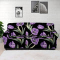 Purple Watercolor Tulip Pattern Print Sofa Cover