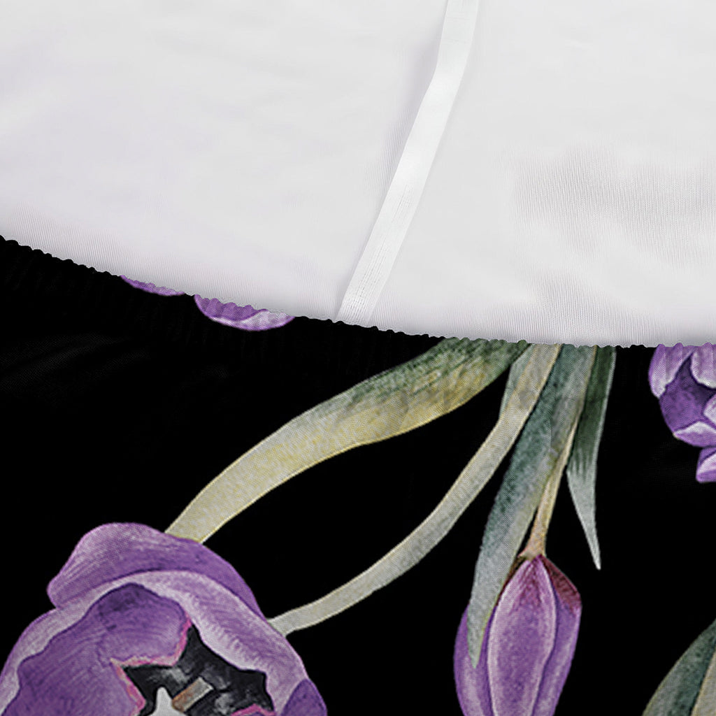 Purple Watercolor Tulip Pattern Print Sofa Cover