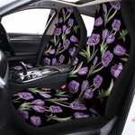 Purple Watercolor Tulip Pattern Print Universal Fit Car Seat Covers