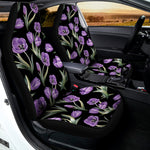 Purple Watercolor Tulip Pattern Print Universal Fit Car Seat Covers