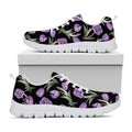 Purple Watercolor Tulip Pattern Print White Running Shoes
