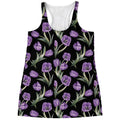 Purple Watercolor Tulip Pattern Print Women's Racerback Tank Top