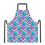 Purple Zig Zag Pineapple Pattern Print Apron