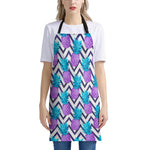 Purple Zig Zag Pineapple Pattern Print Apron