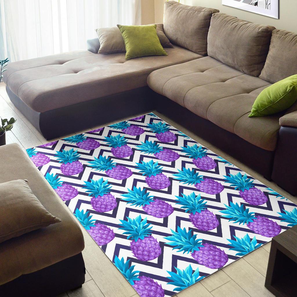 Purple Zig Zag Pineapple Pattern Print Area Rug GearFrost