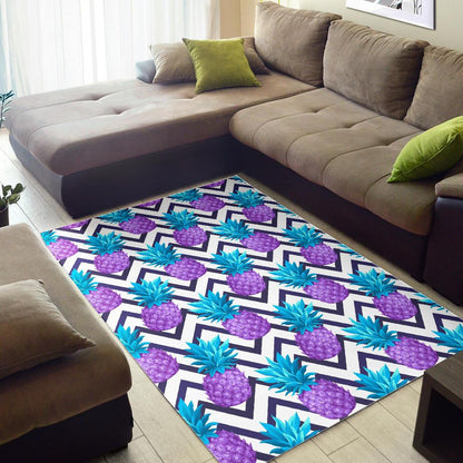 Purple Zig Zag Pineapple Pattern Print Area Rug GearFrost
