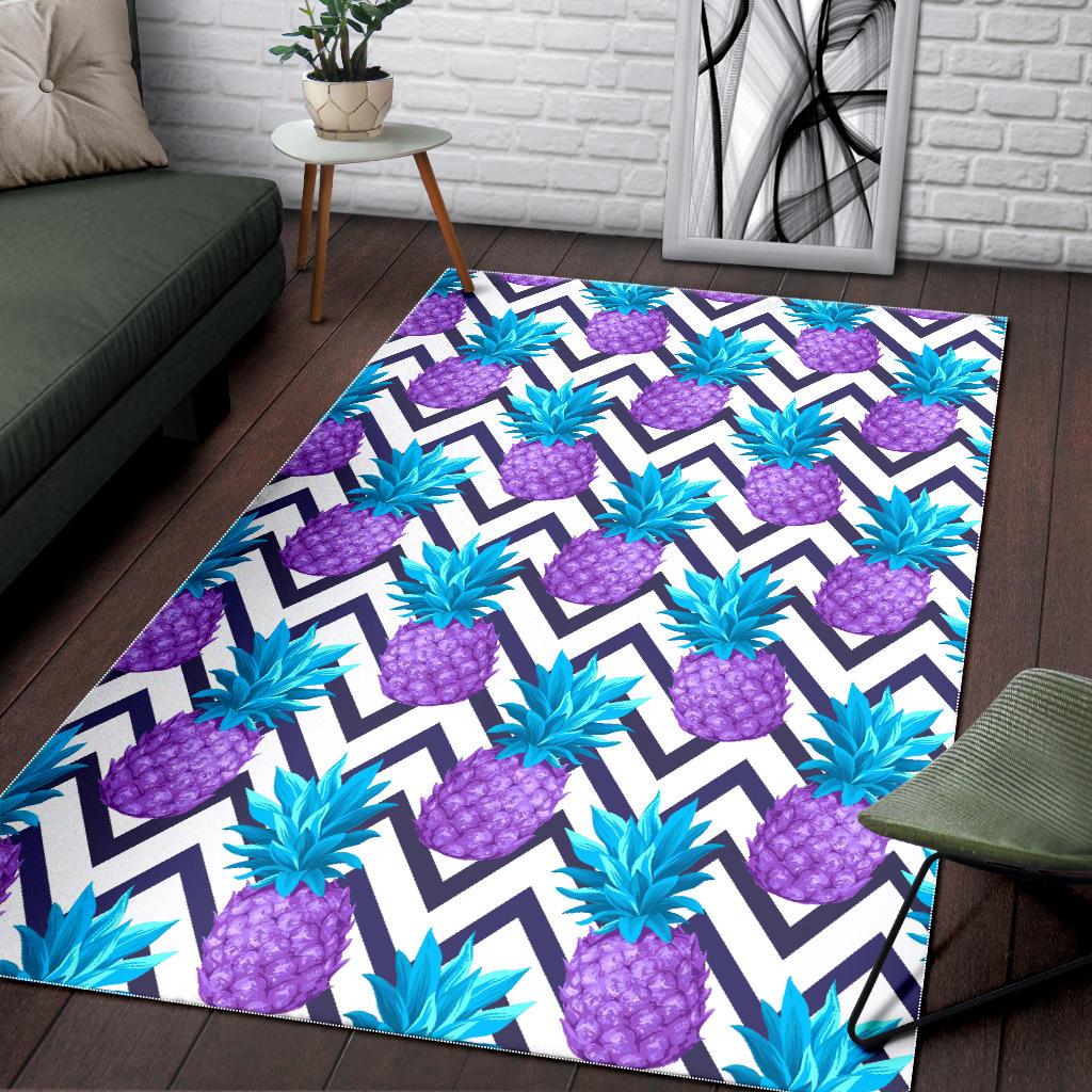 Purple Zig Zag Pineapple Pattern Print Area Rug GearFrost