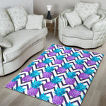 Purple Zig Zag Pineapple Pattern Print Area Rug GearFrost