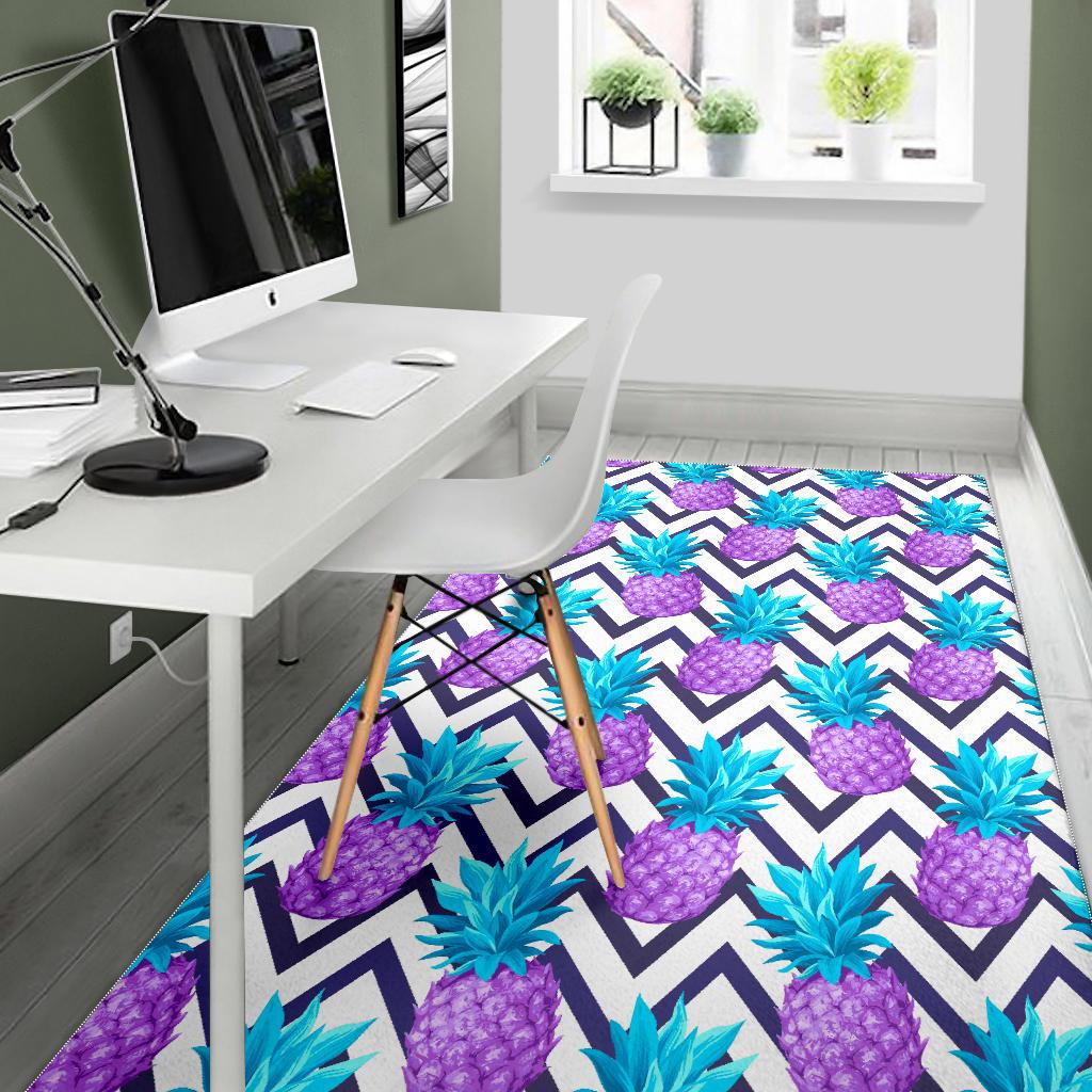 Purple Zig Zag Pineapple Pattern Print Area Rug GearFrost