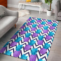 Purple Zig Zag Pineapple Pattern Print Floor Mat