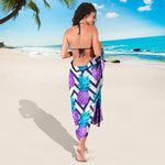 Purple Zig Zag Pineapple Pattern Print Beach Sarong Wrap
