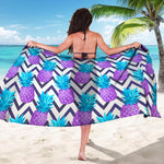 Purple Zig Zag Pineapple Pattern Print Beach Sarong Wrap