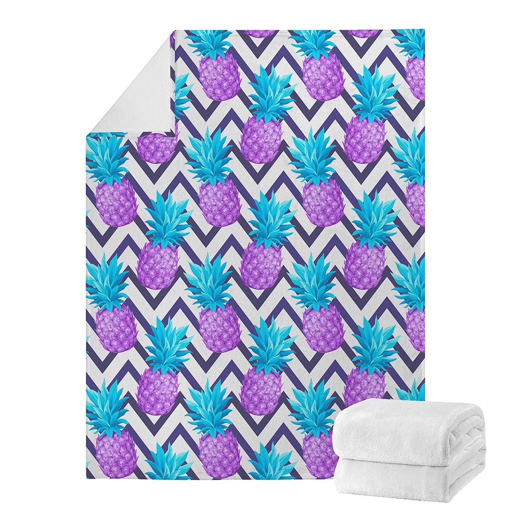 Purple Zig Zag Pineapple Pattern Print Blanket
