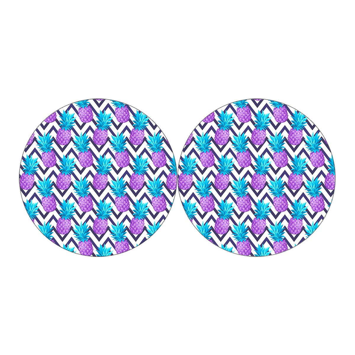 Purple Zig Zag Pineapple Pattern Print Car Coasters