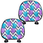 Purple Zig Zag Pineapple Pattern Print Car Headrest Covers
