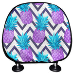 Purple Zig Zag Pineapple Pattern Print Car Headrest Covers