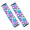 Purple Zig Zag Pineapple Pattern Print Car Seat Belt Covers