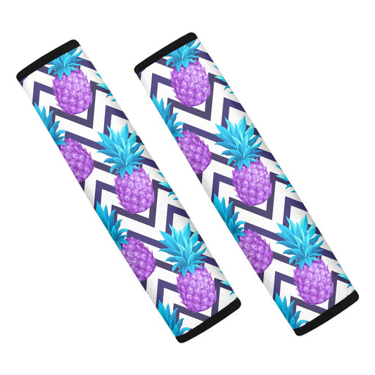 Purple Zig Zag Pineapple Pattern Print Car Seat Belt Covers