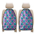 Purple Zig Zag Pineapple Pattern Print Car Seat Organizers