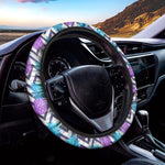 Purple Zig Zag Pineapple Pattern Print Car Steering Wheel Cover