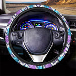 Purple Zig Zag Pineapple Pattern Print Car Steering Wheel Cover