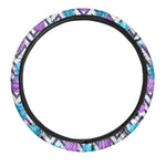 Purple Zig Zag Pineapple Pattern Print Car Steering Wheel Cover