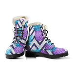 Purple Zig Zag Pineapple Pattern Print Comfy Boots GearFrost