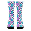 Purple Zig Zag Pineapple Pattern Print Crew Socks