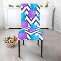 Purple Zig Zag Pineapple Pattern Print Dining Chair Slipcover
