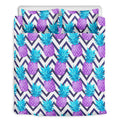 Purple Zig Zag Pineapple Pattern Print Duvet Cover Bedding Set