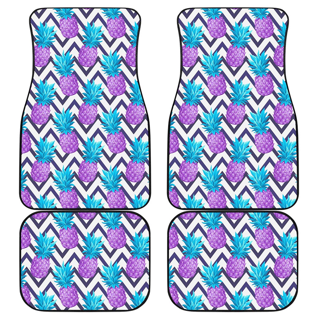 Purple Zig Zag Pineapple Pattern Print Front and Back Car Floor Mats