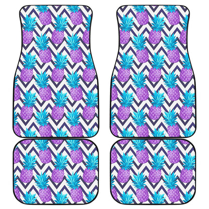 Purple Zig Zag Pineapple Pattern Print Front and Back Car Floor Mats
