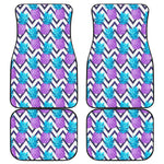 Purple Zig Zag Pineapple Pattern Print Front and Back Car Floor Mats