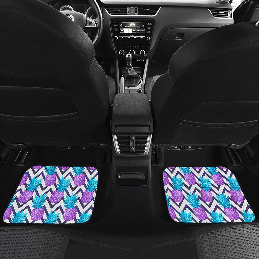 Purple Zig Zag Pineapple Pattern Print Front and Back Car Floor Mats