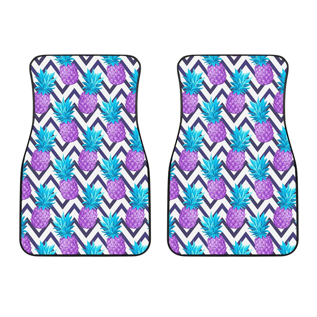 Purple Zig Zag Pineapple Pattern Print Front Car Floor Mats